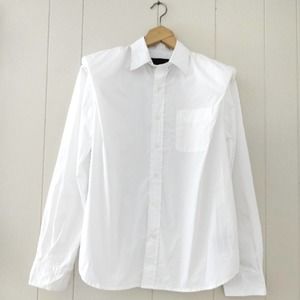 R13 Structured Shoulder White Button Down Shirt Sz S